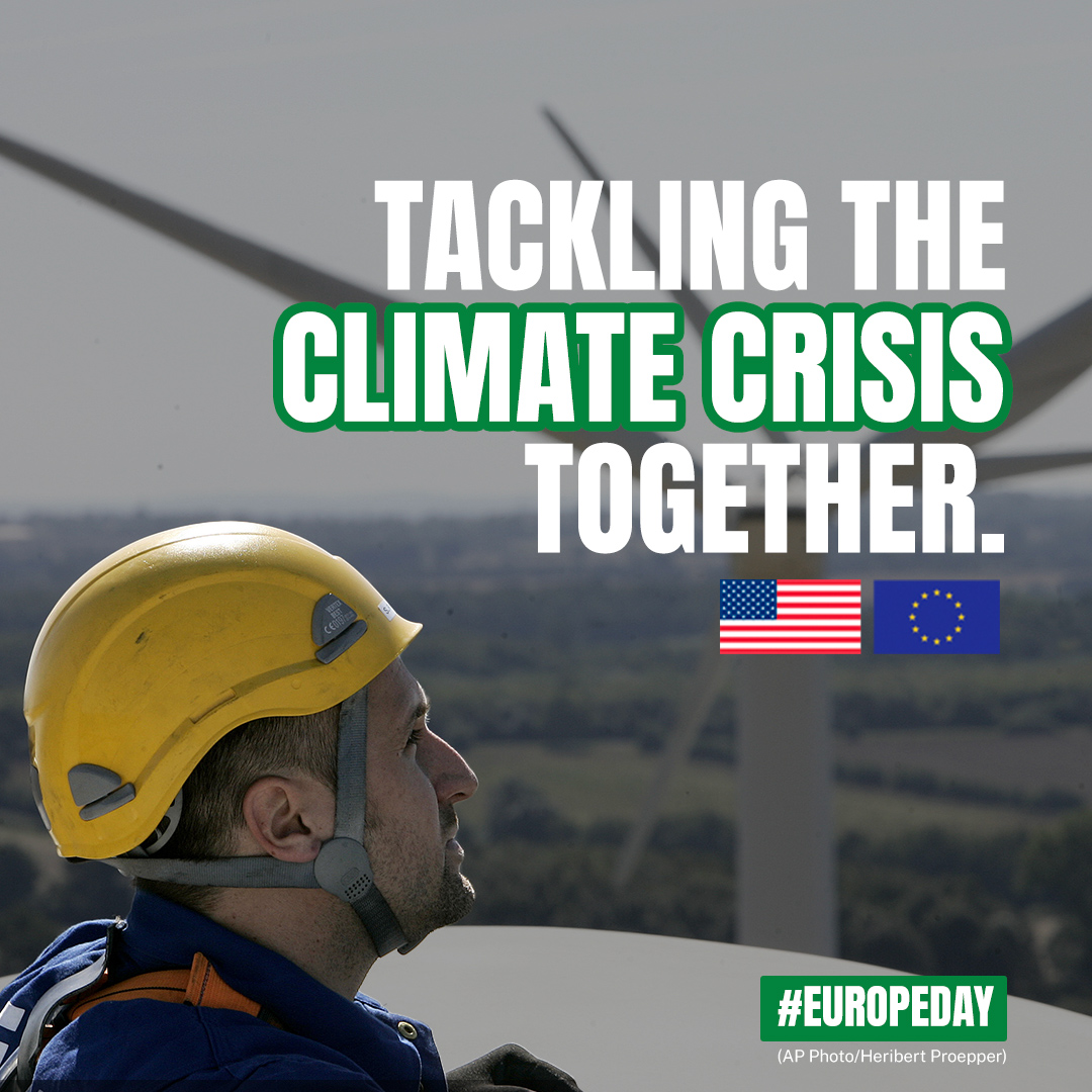 #ClimateChange is an existential threat. No government can tackle climate change alone, and the EU is one of the United States’ strongest partners in achieving our shared climate goals ♻️ #EuropeDay 🇺🇸🤝🇪🇺