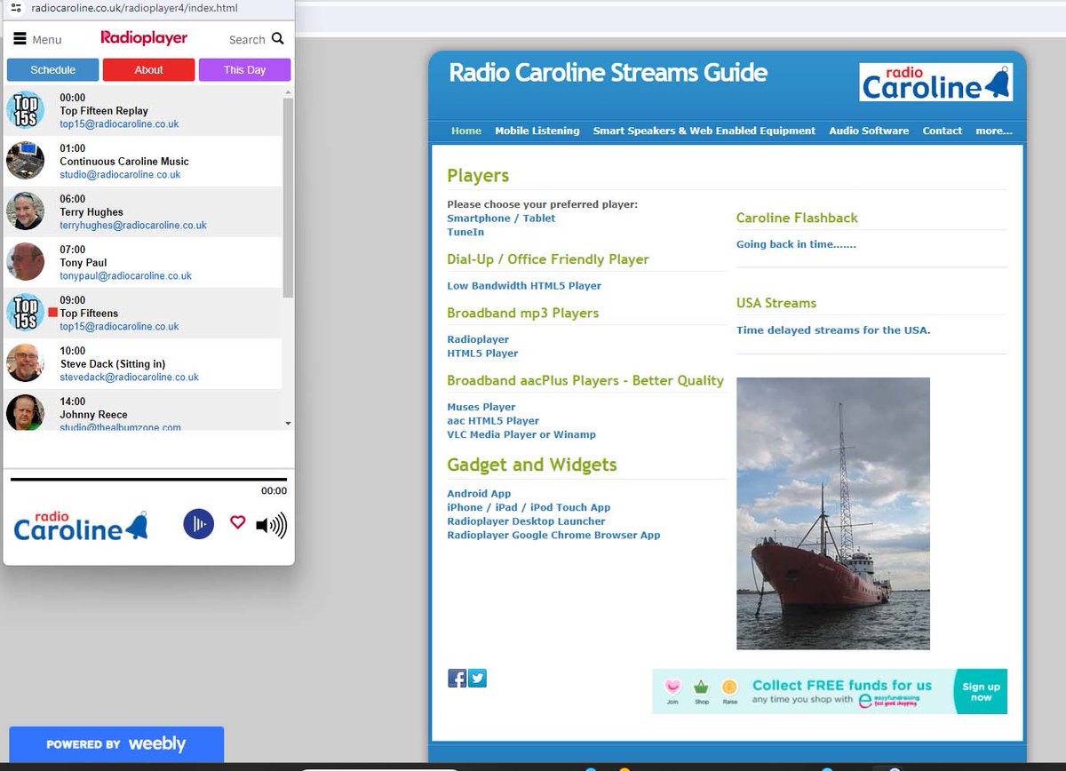 Therefore I usually listen to @TheRadCaroline on Internet Radio through various streaming devices, through hi-fi where possible. Or via the Caroline website on PC etc, lots of options