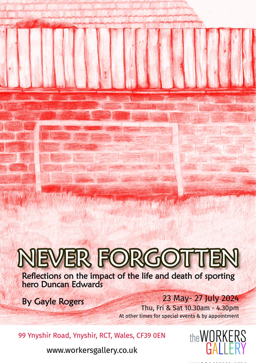 Never Forgotten Reflections on the Impact of the Life and Death of Sporting Hero Duncan Edwards 23 May-27 July at Workers Gallery @wood4tt Will include new #drawings & my graphic novel in progress I'm hoping to put an evening of talks together too #DuncanEdwards #football