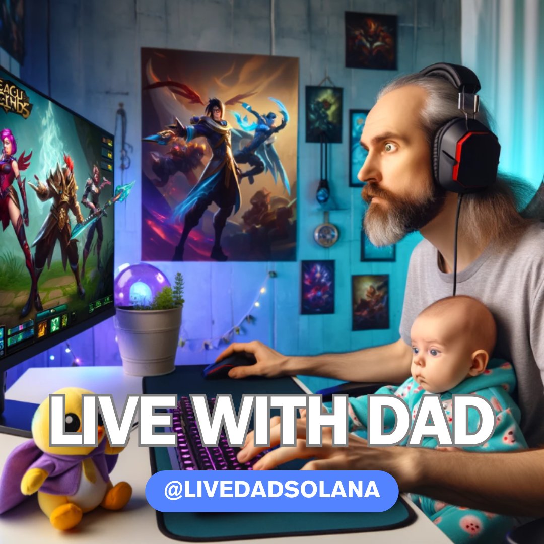 @cryptogems555 🎮👶 When your raid leader is also your diaper changer! #LIVEDAD moments in the League of Legends universe. Who says you can't strategize and supervise playtime? 🕹️🚼

🔥 Join our epic gaming sessions at @LiveDadSolana!

#Solana #LIVEMOM #GamerDad #CryptoLife