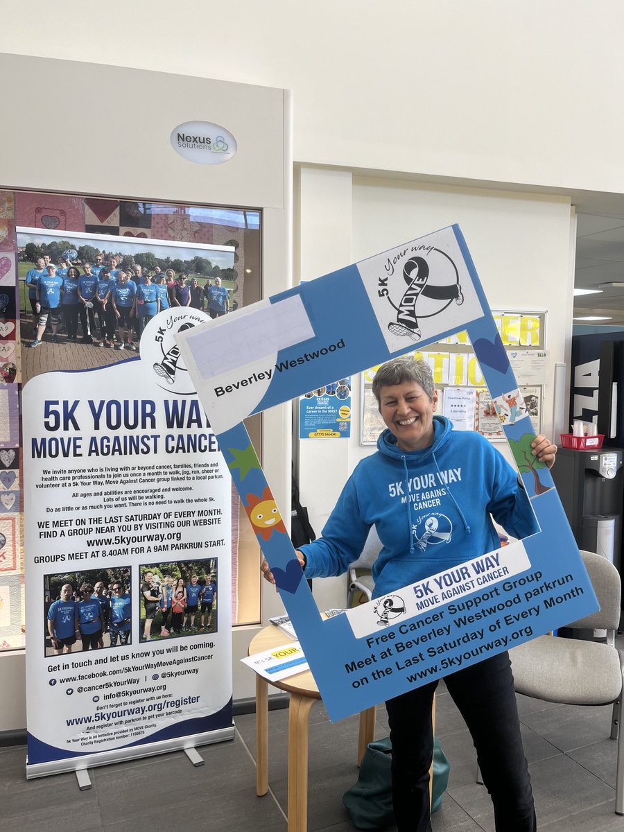 Pleased to be promoting #5kyourway ⁩ at the Queens centre at Castle Hill Hospital ⁦@HullHospitals⁩ ⁦@HNYCancer⁩ sharing details of ⁦@Beverley5KYW⁩ ⁦@Beverleyparkrun⁩ ⁦@MOVEcharity⁩ and the new 5kyourway at cleethorpes