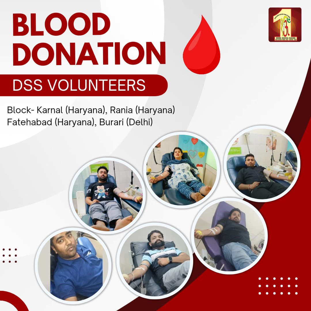 Every drop counts! Dera Sacha Sauda devotees continue to embody the spirit of humanity, donating🩸blood to those in need. Each year, lakhs of selfless volunteers contribute, potentially saving numerous lives. Join us in this act of kindness and make a life-changing impact!…