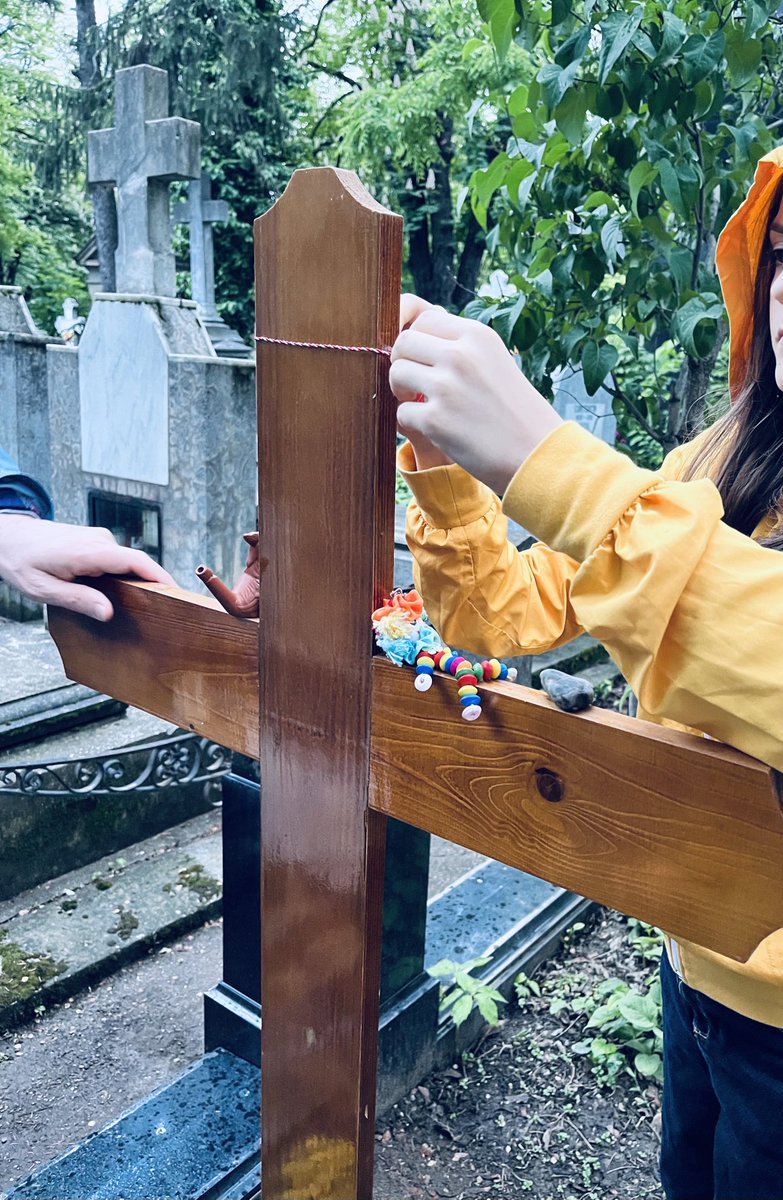 My daughter decorating our friend’s grave #cemetery #grief #memorial