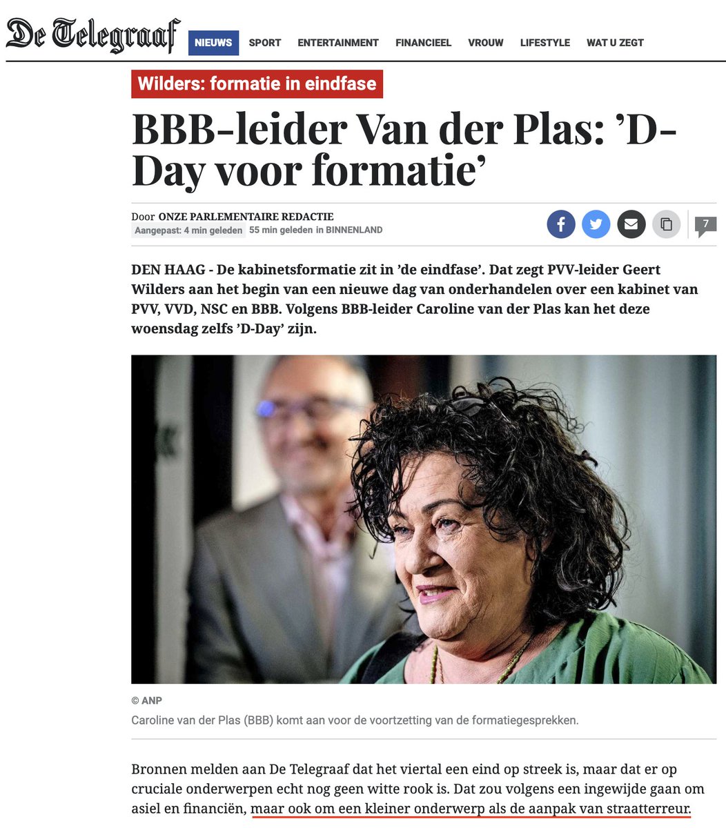 Bronnen melden aan de T. geen witte rook over 'een kleiner onderwerp als de aanpak van straatterreur.' 🧐#formatie