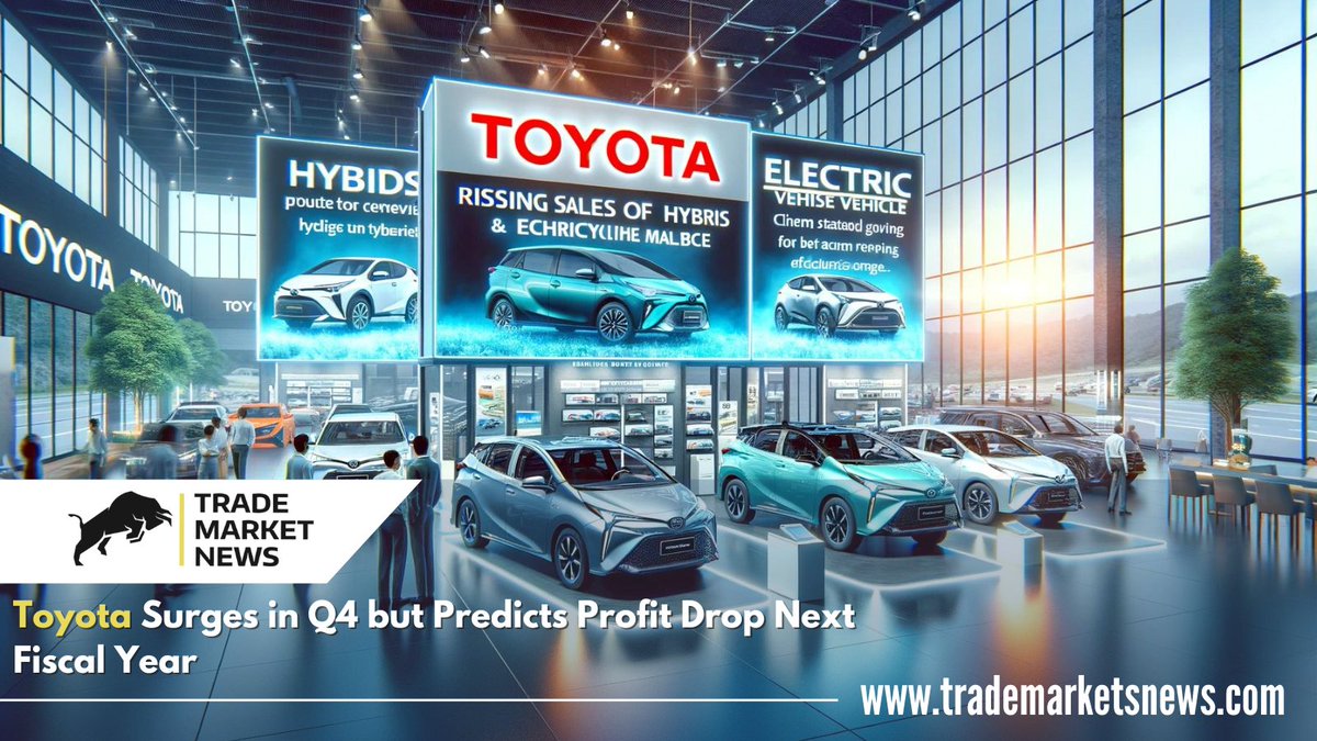 Toyota reports an 80% increase in Q4 net profit to ¥997.6B, beating estimates. Despite this, FY profit is expected to drop 28% due to rising costs. Plans include a ¥1T share buyback. #Toyota #FinancialResults #CarIndustry #ShareBuyback #EconomicForecast #HybridVehicles