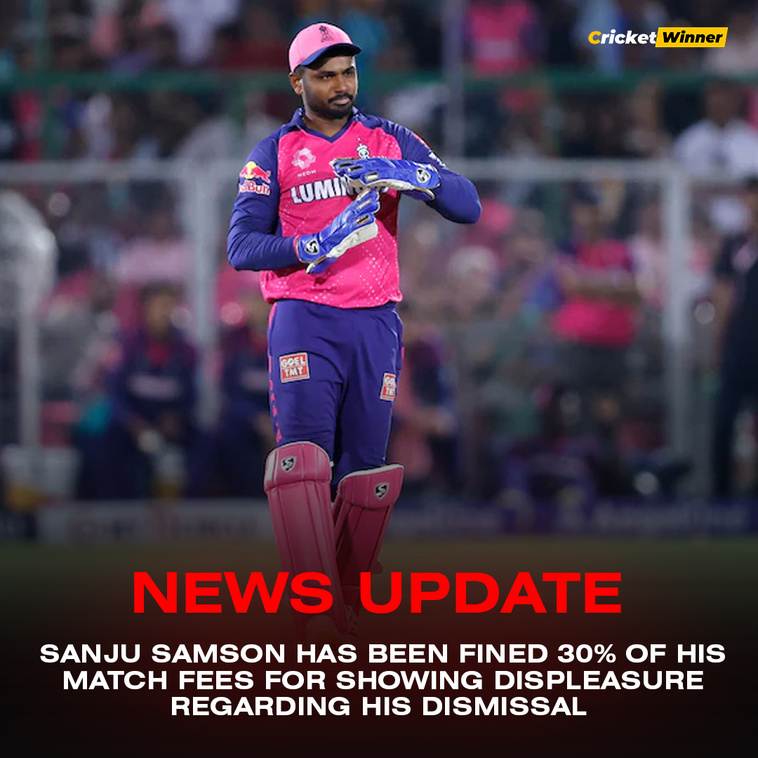 RR captain Sanju Samson was fined 30% of his match fees after a heated on-field argument with the umpires following his controversial dismissal during the IPL 2024 match against DC on Tuesday.

#cricketupdate