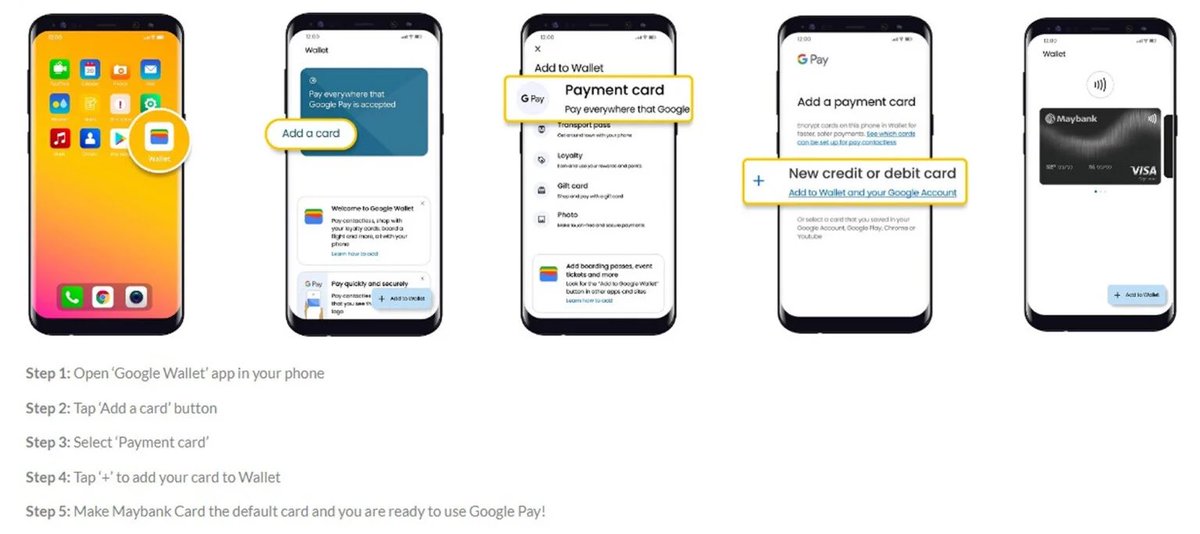 Maybank kini menyokong Google Wallet. Menariknya, ia menyokong kad debit dan kredit (Visa & Mastercard) Peranti Android perlu ada sokongan NFC. Korang boleh memuat-turun aplikasi Google Wallet dan menambah kad Maybank padanya bermula hari ini. Selamat mencuba!