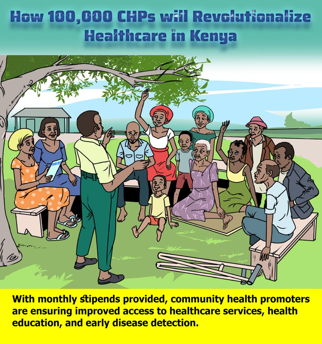Improving Healthcare Access and Education*
With monthly stipends provided, community health promoters are ensuring improved access to healthcare services, health education, and early disease detection.
#RutoHealthcareInitiative

#RutoEmpowers

Afya Nyumbani