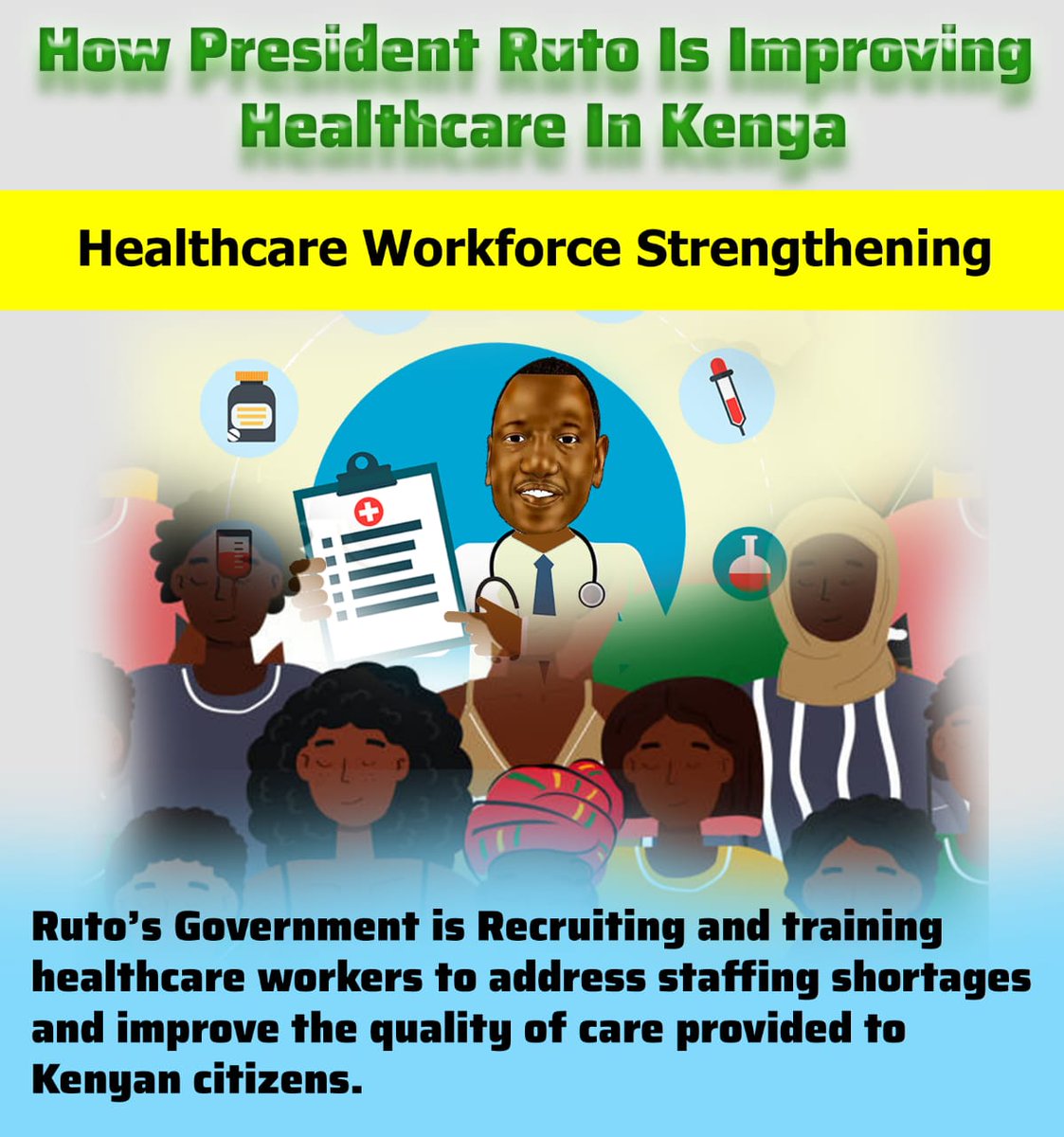 Strengthening Primary Healthcare*
This initiative has strengthened the foundation of primary healthcare, focusing on prevention, health education, and community-based care
#RutoHealthcareInitiative

#RutoEmpowers

Afya Nyumbani