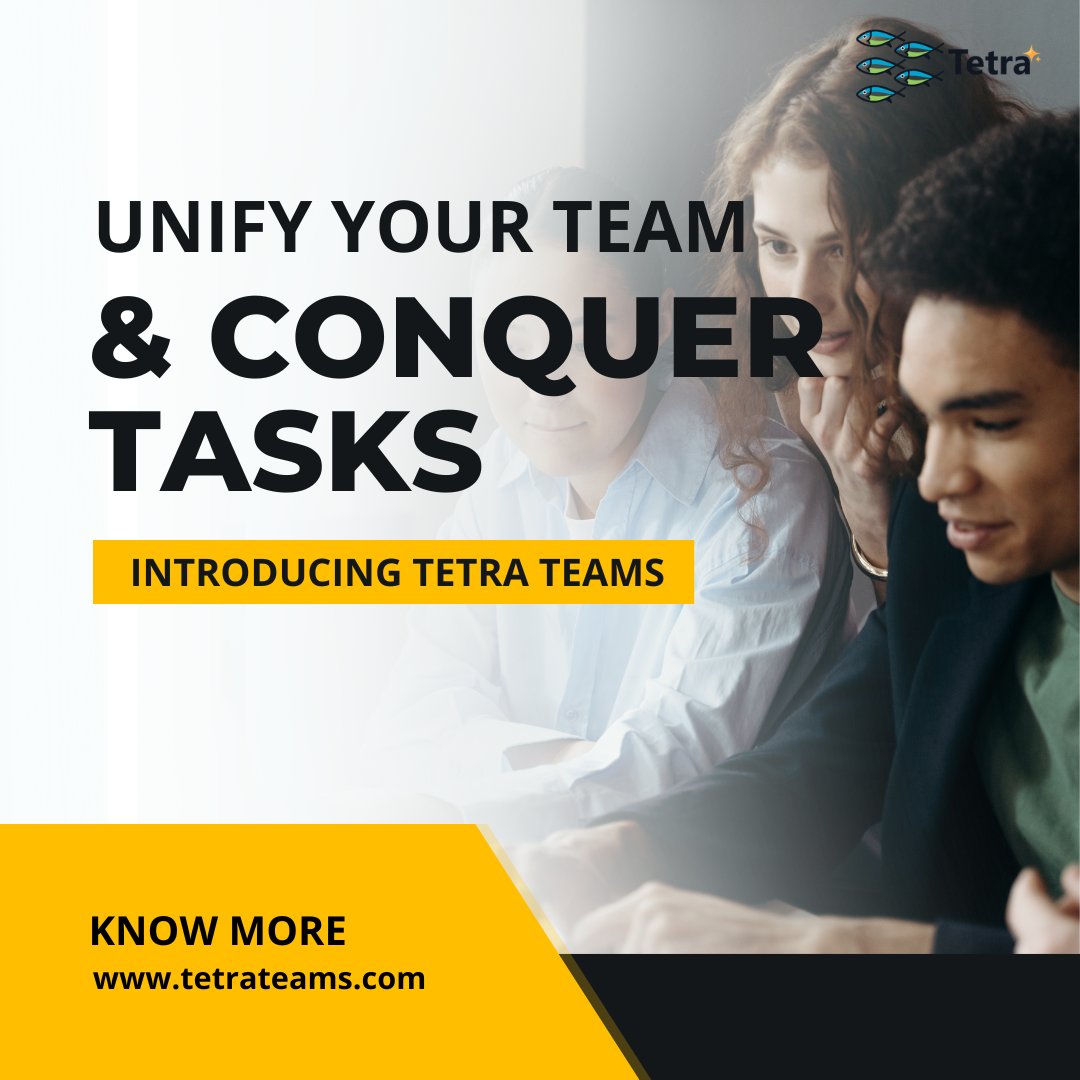 Ditch the scattered tasks & missed deadlines! ⏰ Tetra keeps your team aligned & tasks on track.  ✨ Collaboration that gets things done!  
#teamwork #taskmanagement #teamapp #collaborationapp #workspacechat
tetrateams.com