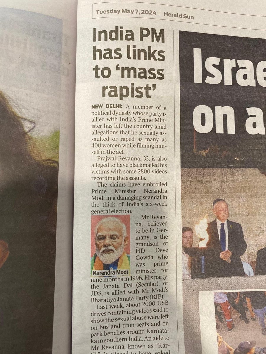 Headline from Australian Newspaper