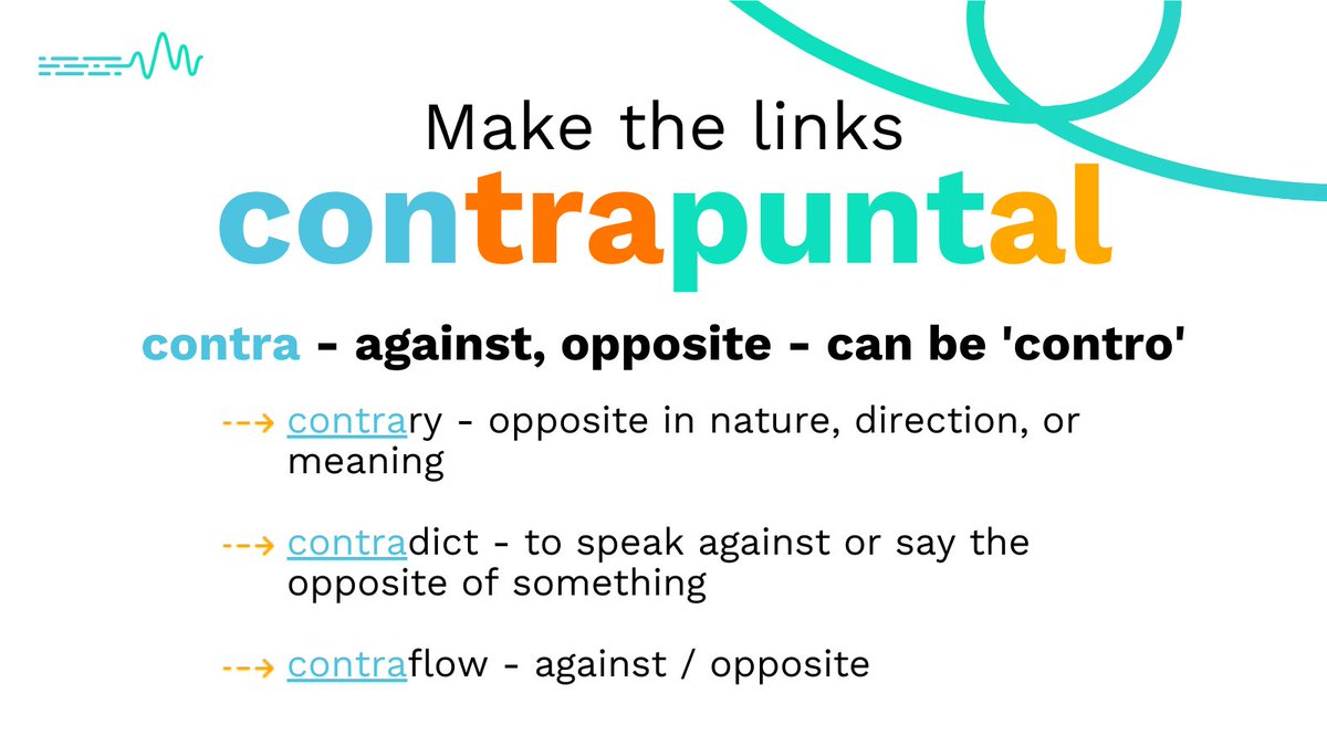 Word of the week📚 Today we're analysing the prefix 'contra'🔍 Meaning against, opposite - can be 'contro'🌗 In this context, contra means two separate tunes played at the same time, or against each other🎶 Find out more➡️ lexonik.co.uk #edutwitter #literacy #teach