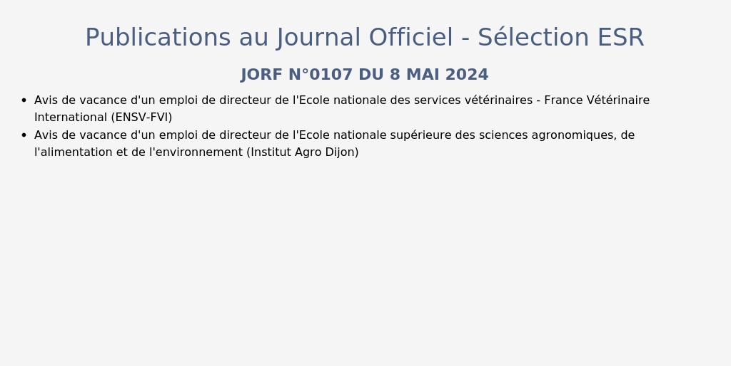 [#VeilleESR #JORFESR] Publications au Journal Officiel concernant l'#ESR

🗞 #JORF n°0107 du 8 mai 2024

legifrance.gouv.fr/jorf/jo/2024/5…