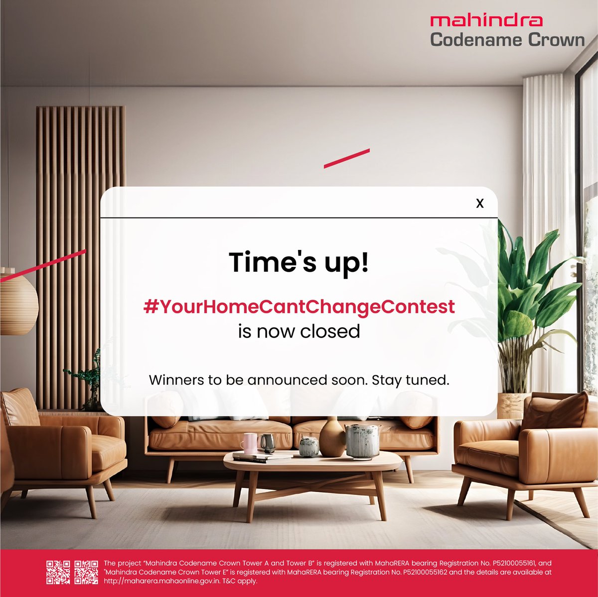 Reading your homebuying tips and advice has been immensely insightful over the past few days. Stay tuned for the announcement of the winners chosen via a lucky draw. #YourHomeCantChangeContest!

#MahindraLifespaces #CraftingLife #MahindraCodenameCrown