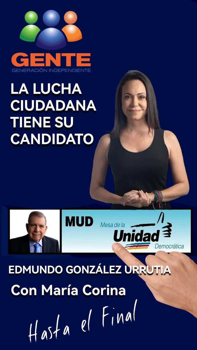 Pese a los intentos de romper con la unidad, los ciudadanos Venezolanos tenemos claro la desicion de seguir a la Líder electa el 22Oct María Corina Machado, votaremos por Edmundo González como el designado por la Lider para vencer a Maduro el 28J, el cambio vienen #HastaElFinal