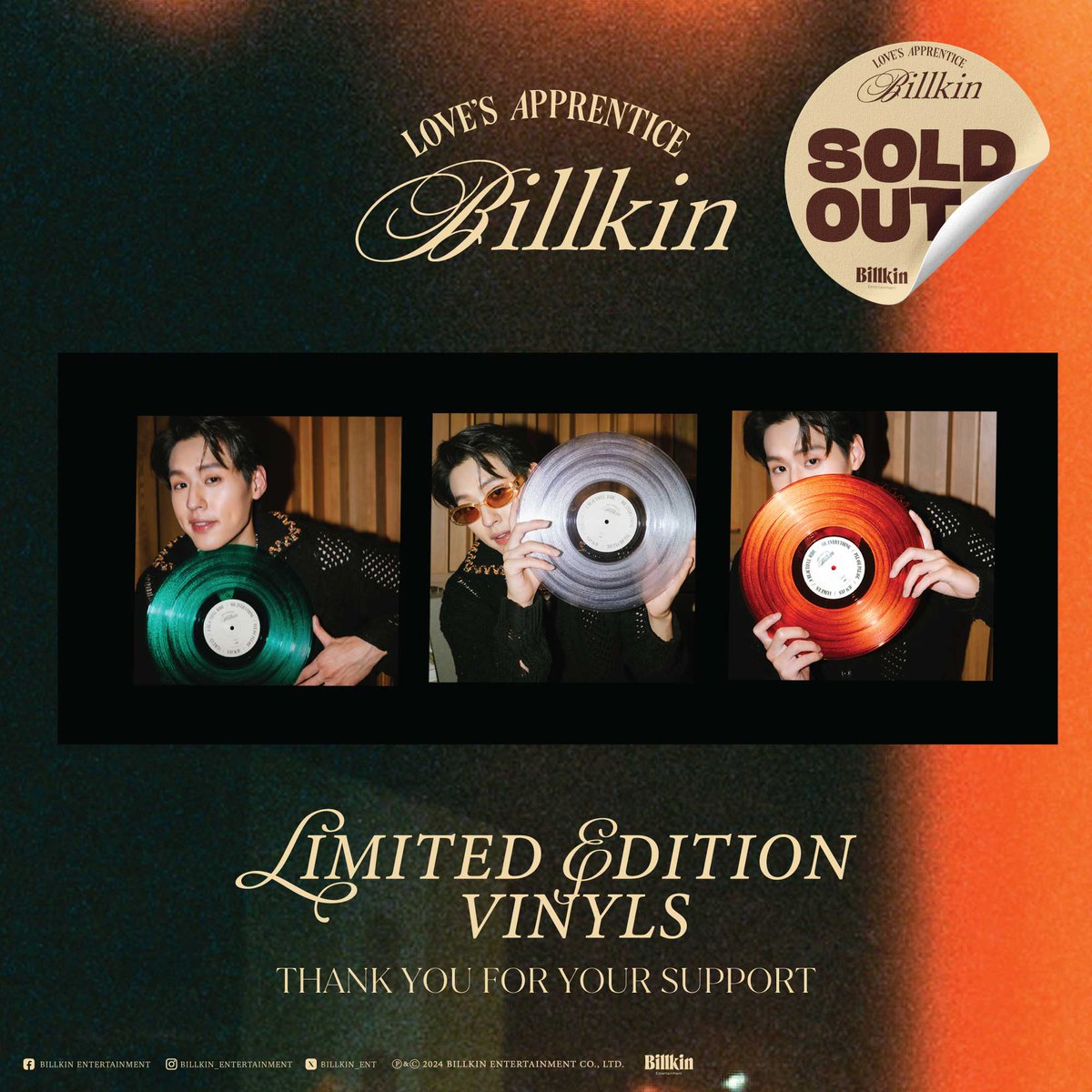 EP Love's Apprentice - Limited Edition Vinyls are sold out! 🎶🧡 #Billkin_LovesApprentice — Black Vinyl ยังเปิดให้ Pre-order อยู่นะ 🗓️ ตั้งแต่วันนี้ - 1 มิถุนายน 2567 🛒 ช่องทางการสั่งซื้อสินค้า: waawbkk.com #BillkinEntertainment #Bbillkin