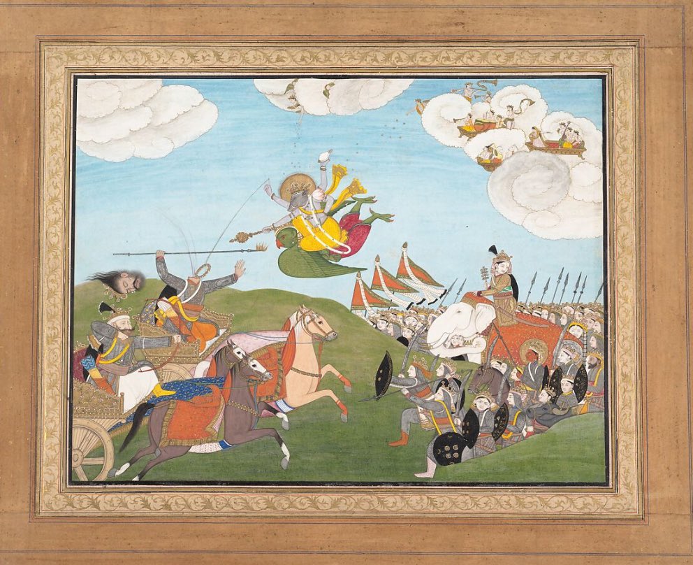 Vishnu as Varaha, the Boar Avatar, slays Banasur ca. 1800 Guler, Kangra