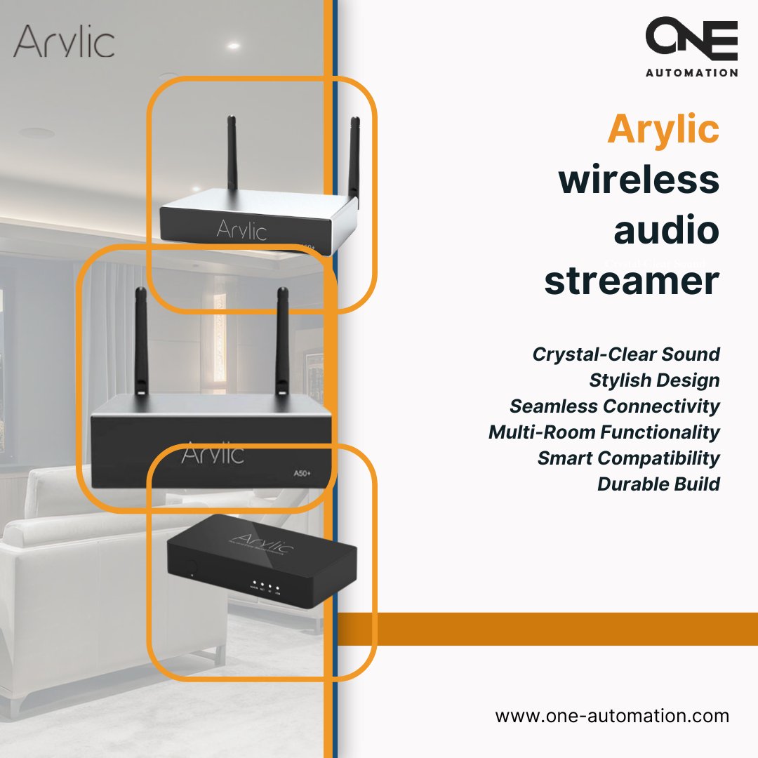 Immerse yourself in crystal-clear sound with the Arylic wireless audio streamer, where quality meets convenience effortlessly.

Get in Touch +971 4 5851943 | info@one-automation.com

#smartliving #smartlighting #smartaudio #amplifier #amplifiers #streamer #streamers #audiosystem