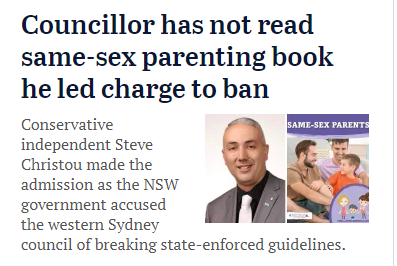 Steve Christou is a bigot that probably hasn't read the bible or realise that his communities' children are more in danger from their local paedophile priest. 

#auspol #nswpol #abcnews #LGBTQIA #abc730