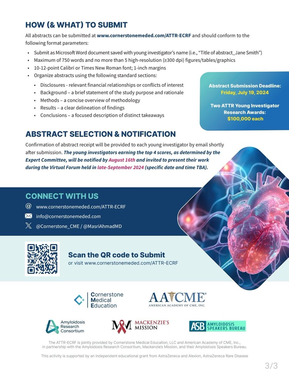 Attention all #transthyretin #ATTR #amyloidosis enthusiasts. Two $100k grants will be awarded. More info: cornerstonemeded.com/attr-ecrf/ Please share with others #CardioTwitter #MedTwitter