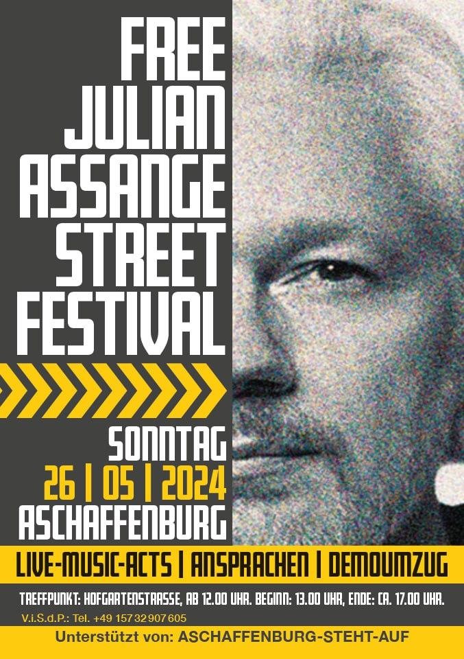 🇩🇪ASCHAFFENBURG

🔥SUN 26 MAY 2024
Hofgartenstraße 13h

Freiheit für Julian Assange!
#FreeAssange Street Festival
⭐️  Live Music
⭐️  Speeches
⭐️  Demo parade

organisiert von #FreeAssange Aschaffenburg
unterstützt von aschaffenburg-steht-auf.de
#FreeAssangeNOW
via @FreeAssange_eu