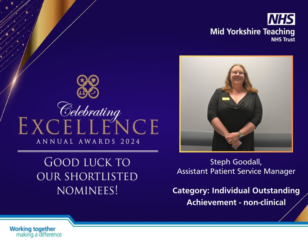 Next up on our #CE24 countdown, we have Steph Goodall. Steph joined @MidYorkshireNHS & the #NHS in Oct 22 and manages the Substance Care Team & Divisional Administration Teams. All of which have seen vast improvements since she joined! Good luck on your nomination Steph!
