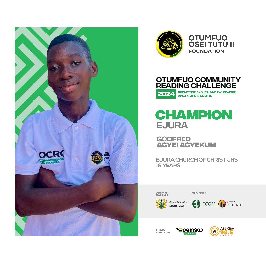 With a total of 45 contestants who participated in the community stage of OCRC, Ejura Sekyedumasi Municipal, Godfred Agyei Agyekum has emerged as the maiden champion for the municipality.