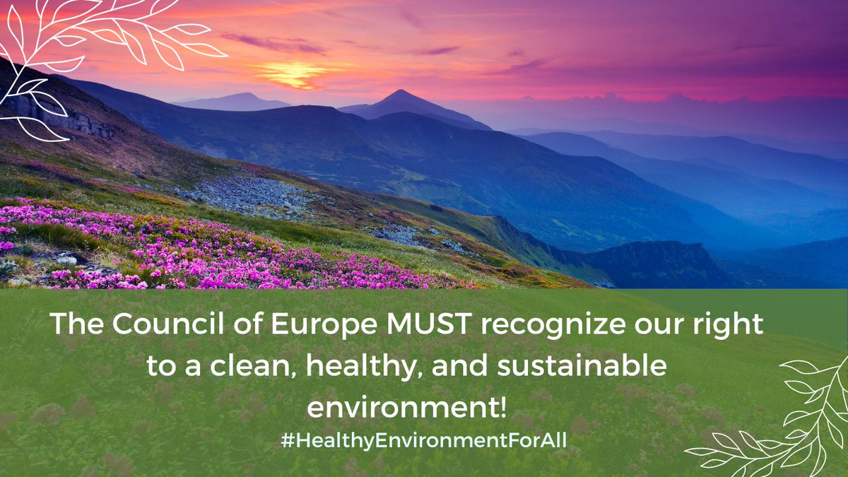 À l'occasion du 75e anniversaire de @coe, nous nous joignons à plus de 400 organisations de la société civile qui appellent les États membres à reconnaître le droit à un #EnvironnementSainPourTous dans le cadre de la Convention européenne des droits de l'homme.