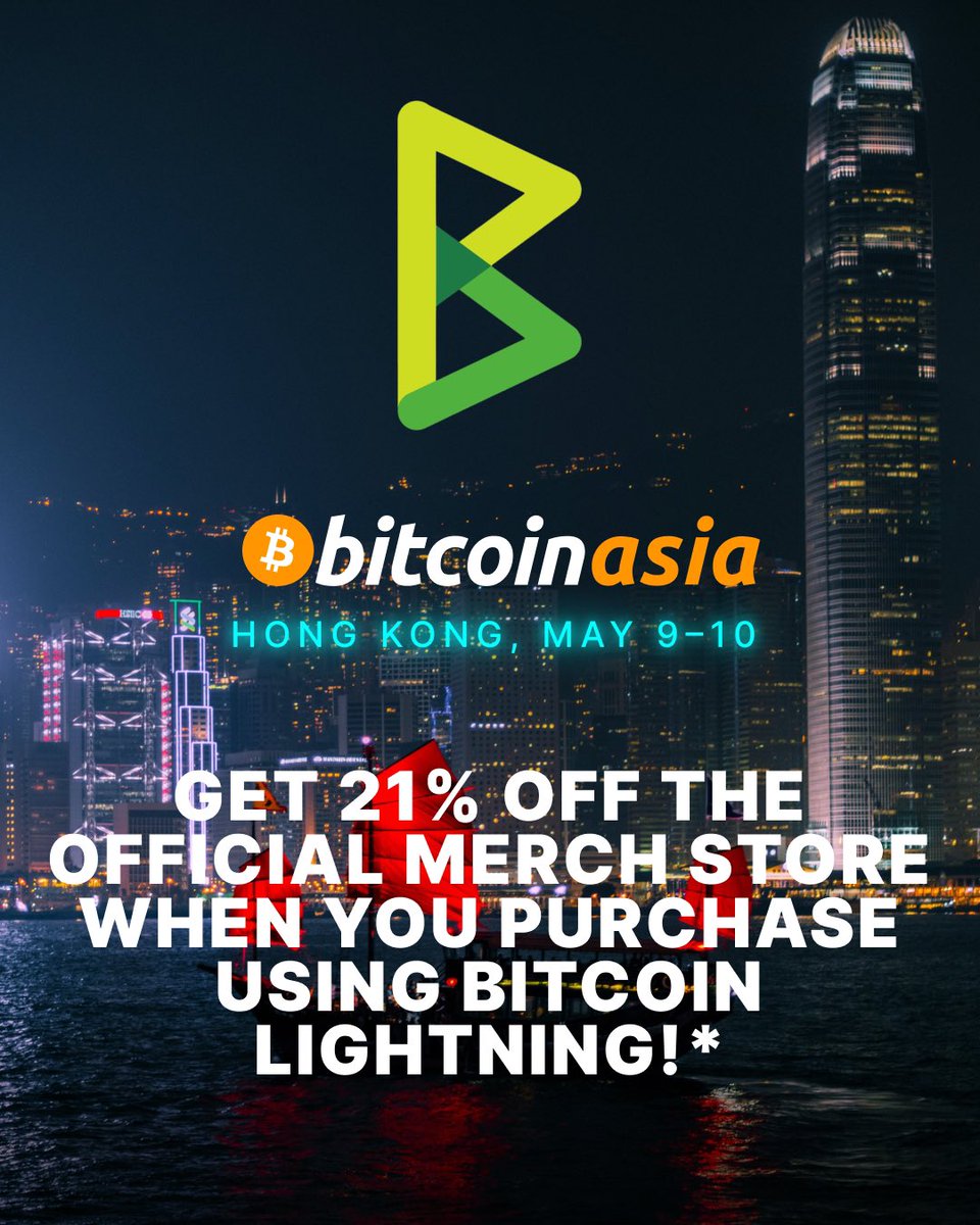 ⚡️ Load up your Lightning wallets! We’re excited to offer 21% OFF purchases in the official Bitcoin Asia Merch Store when you use Bitcoin Lightning to pay on @BtcpayServer!