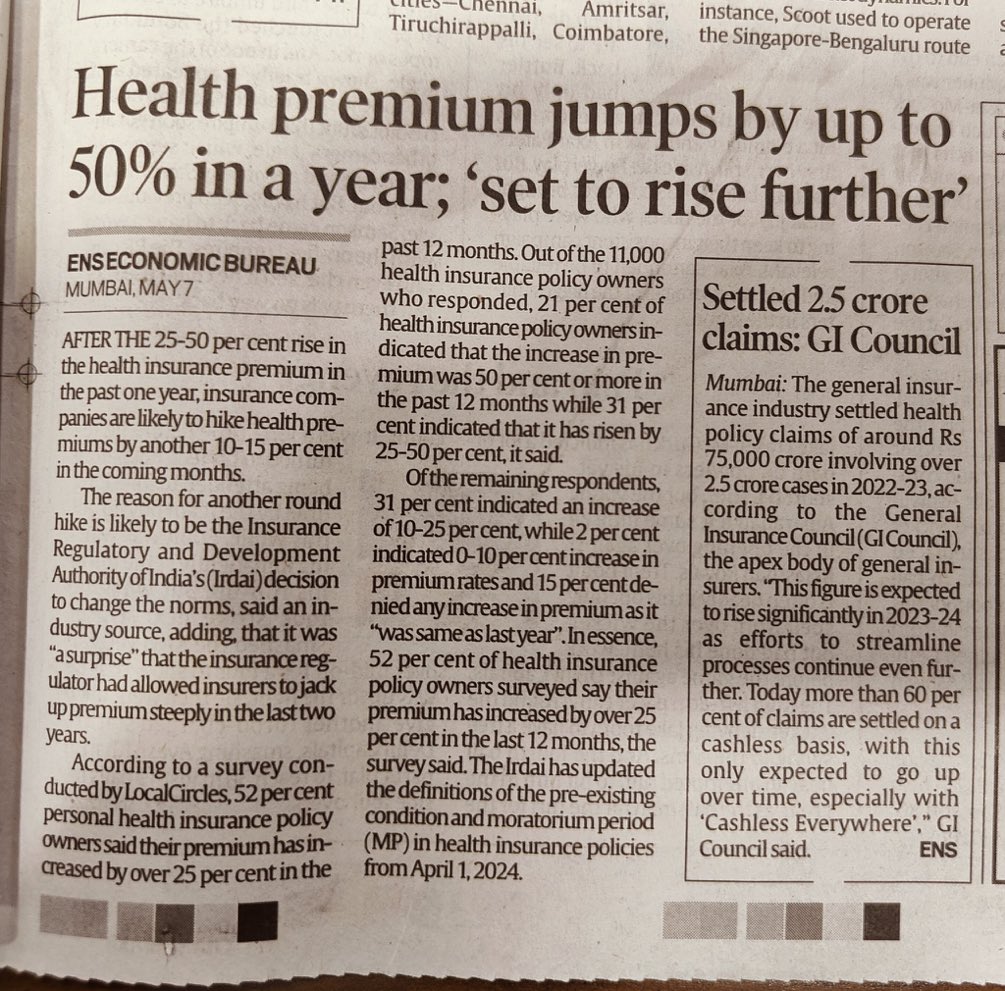 Modi ke Acche din ! Also there is GST of 18 percent on health insurance premium 😡