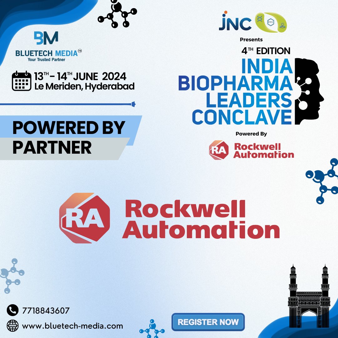 We're thrilled to announce Rockwell Automation as our Powered By Partner for the 4th Edition of the India Biopharma Leaders Conclave, hosted by BlueTech Media™. To Register lnkd.in/d2T9iruW