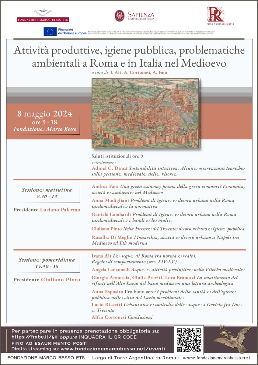 ScriptTrans's tweet image. Attività produttive, igiene pubblica, problematiche ambientali a Roma e in Italia nel Medioevo - Mercoledì 8 Maggio 2024 | #RESTORY #uniroma1 #sapienza
web.uniroma1.it/lettere/news/a…