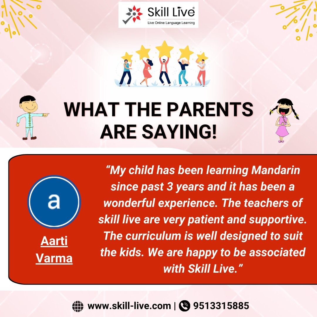 Thank you so much for your kind words! We're overjoyed to hear about your child's positive experience learning Mandarin with us.

#skilllive #foreignlanguages #googlereview #mandarinchinese #learnmandarin #nihao #grateful #thankyou #kindwords #positivefeedback #yehchina