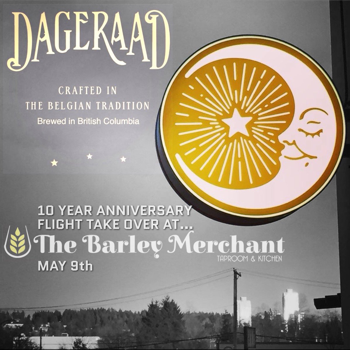 <a href="/DageraadBeer/">Dageraad Brewing</a> 10 year anniversary Flight Take Over… Taps Thursday May 9th at NOON!! 

We’ll be rockin’ four fresh and fancy AF options made with love by people who brew kickass beer!! 

Congrats on ten years <a href="/Ben_coli/">Ben Coli</a> !