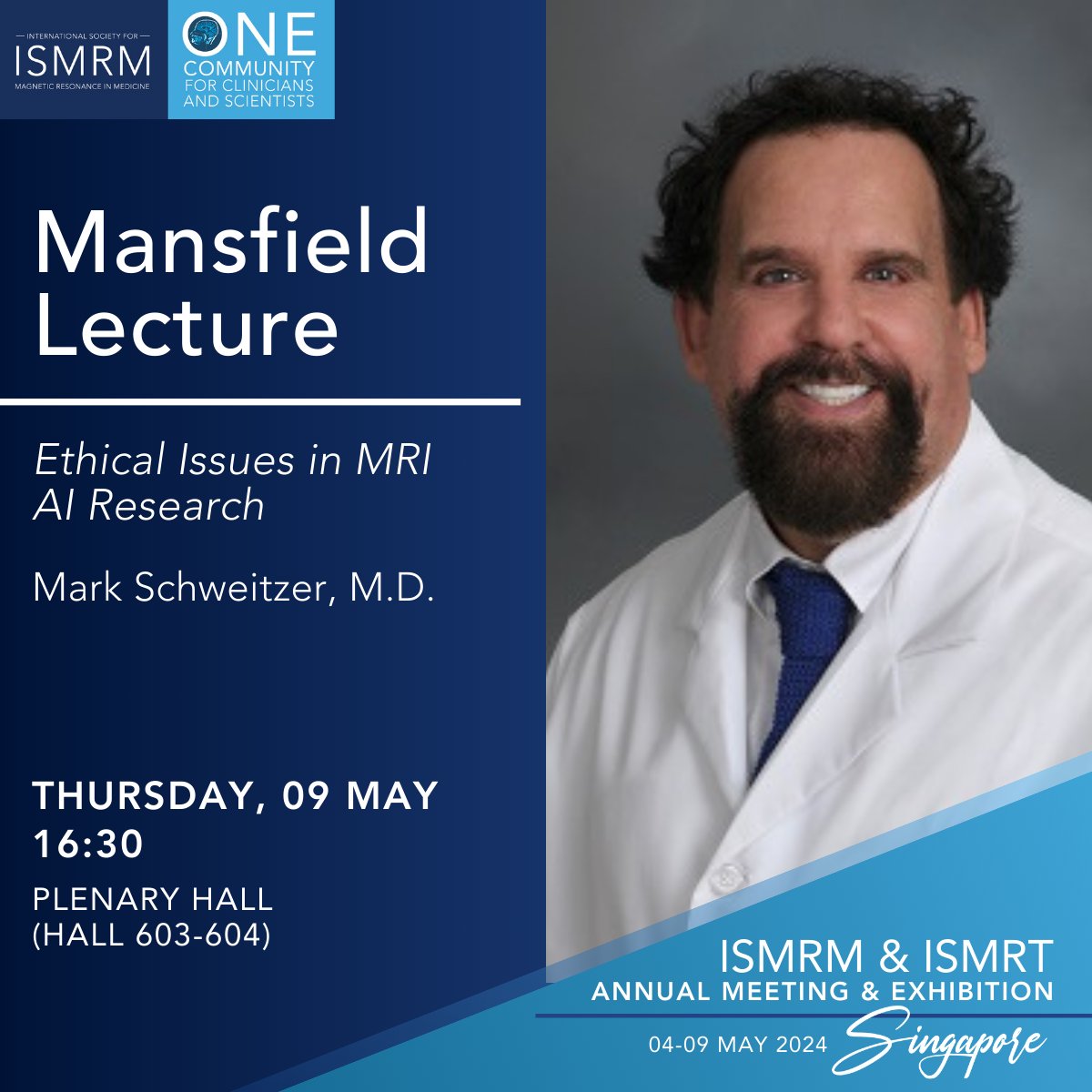 Be sure to attend the Closing Session tomorrow evening at 18:15! Don’t miss the following Mansfield Lecture by Mark Schweitzer, M.D. #ISMRM2024 #ISMRT2024 #ISMRM #ISMRT #MRI #MR #MagneticResonance #Singapore