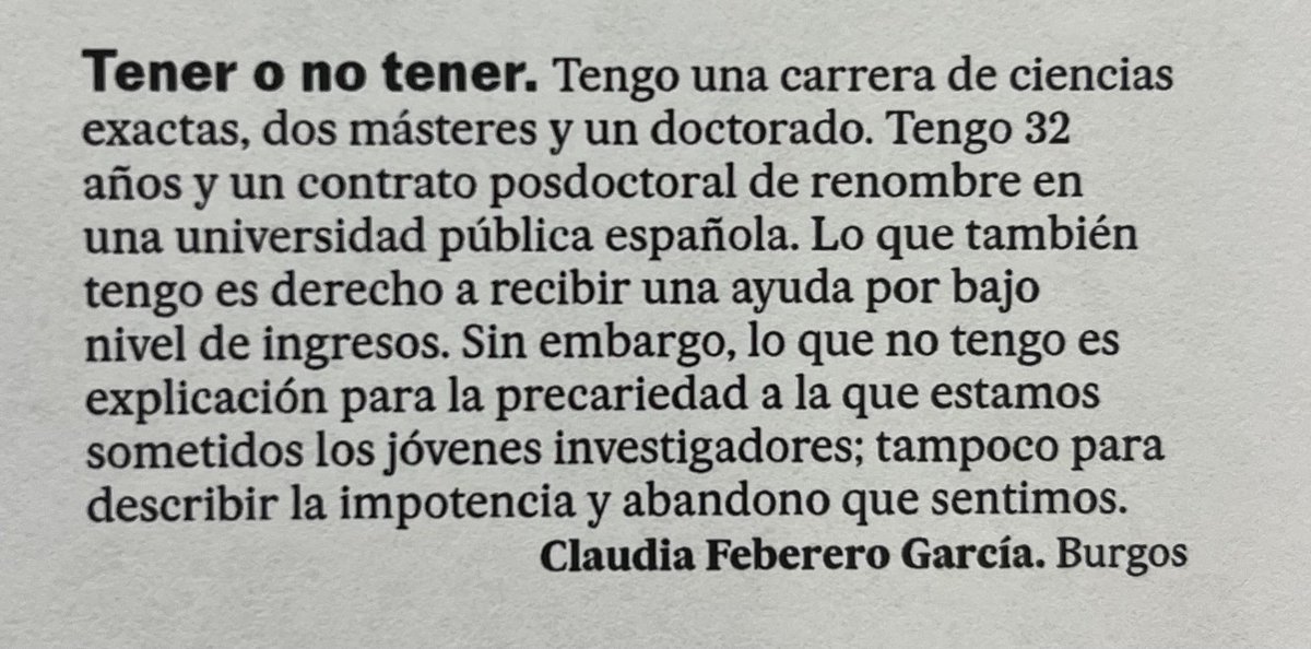 “Tener o no tener” Esta carta a la directora de El País 👇🏽