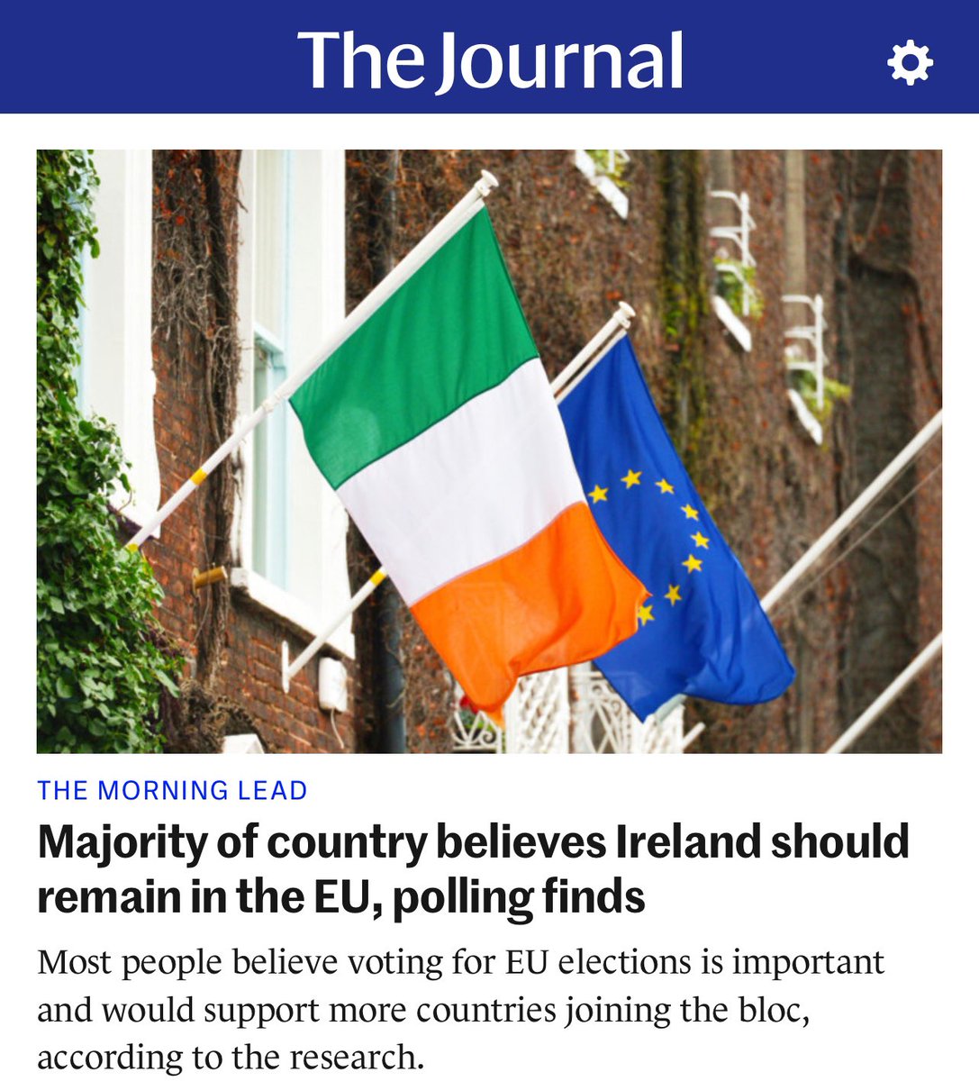 Public support for Ireland’s EU membership remains at 8️⃣4️⃣%. *This is despite #Ireland being awash with British TV, British newspapers, and British social media misrepresenting every facet of the EU throughout #Brexit* 🇮🇪🇪🇺 jrnl.ie/6373358