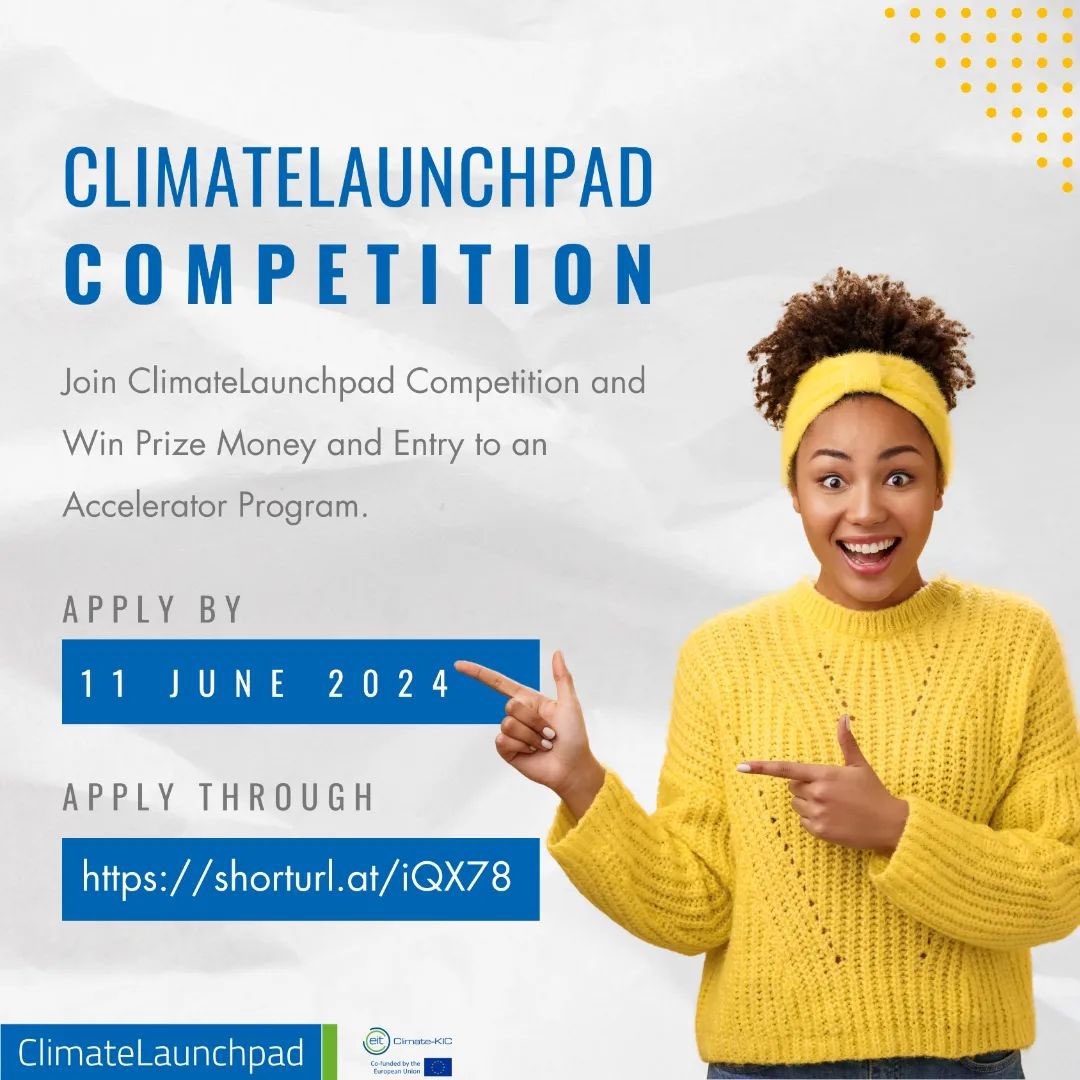 We’re looking for passionate people with a 🌱 #greenbusiness 💡#idea.

Win prize money & entry to the Accelerator program.

Join the largest green business ideas competition!

Apply now : climatelaunchpad.org/application-fo…

Kindly RT or Tag any Climate Smart Business Entrepreneurs 🤸