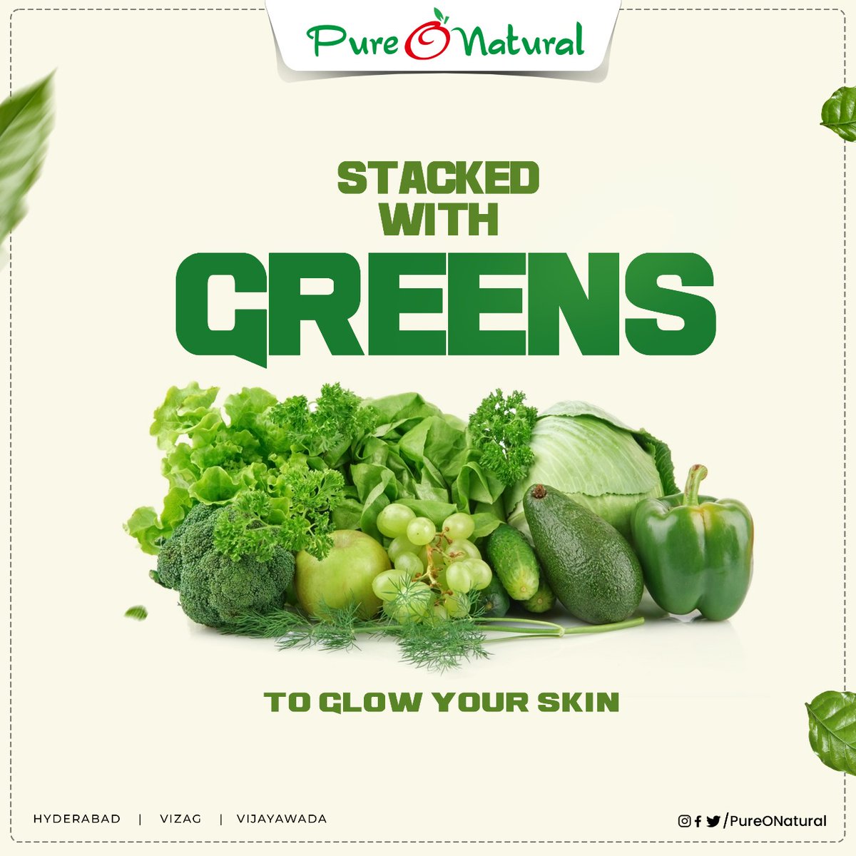 Stacked with Greens, To Glow Your Skin ✨

#PureONatural #Hyderabad #Vizag #Greens #EatGreen