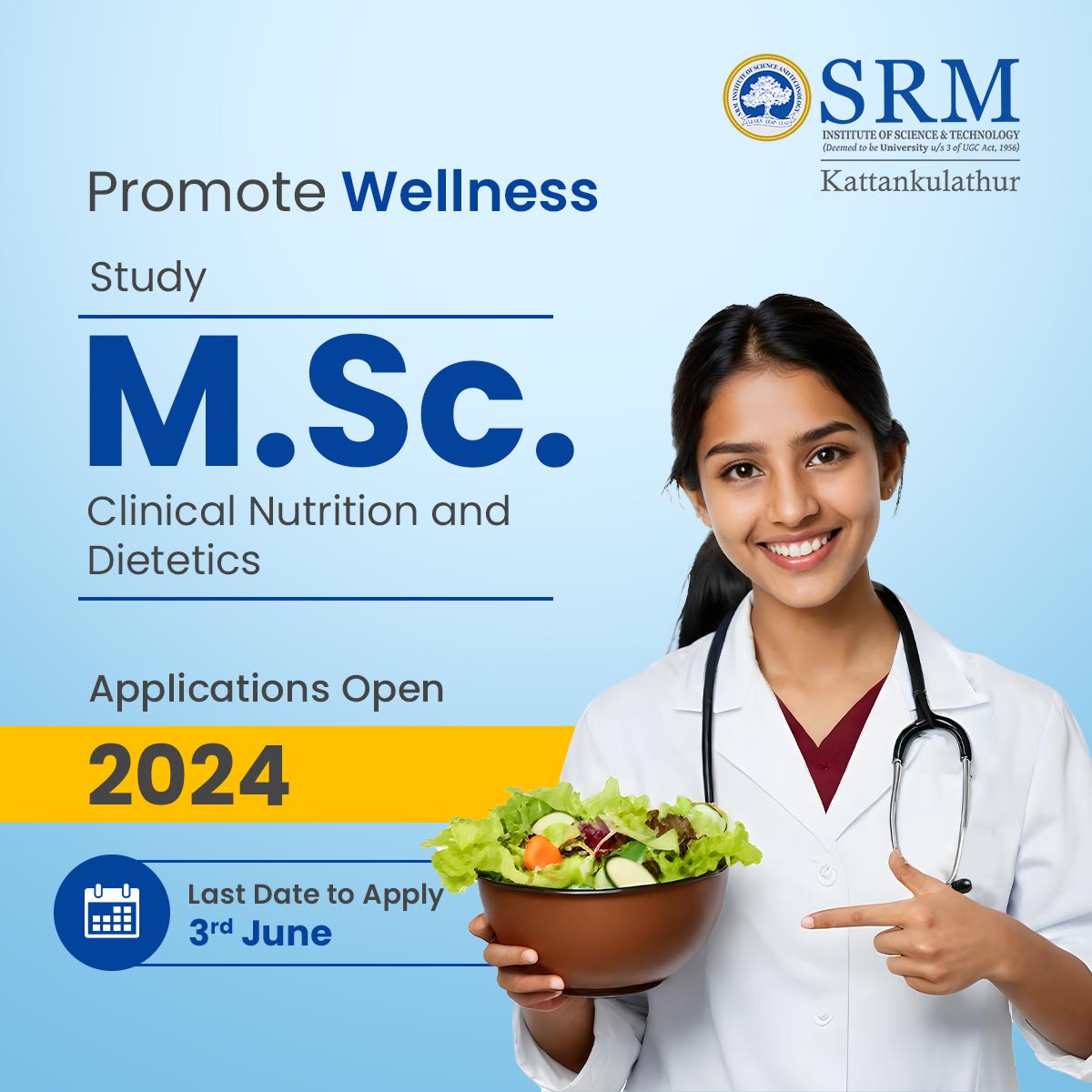 Discover the transformative impact on #ClinicalNutritionandDietetics by pursuing a post-graduate course from #SRMIST.

Applications are NOW open!🔛
Visit➡️ bit.ly/3WmBmxw for more information. 

#AHS #SRMMCHRC #MSc #healthcare #healthsciences #postgraduate #admissions