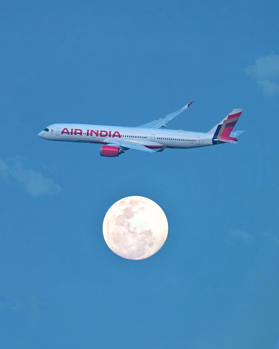 Over the moon isn't just a feeling, it's a view! Make this #WednesdayWallpaper yours - tap on this image to take a screenshot. Image credits: @sidhuaero #FlyAI #AirIndia #WallpaperWednesday #A350