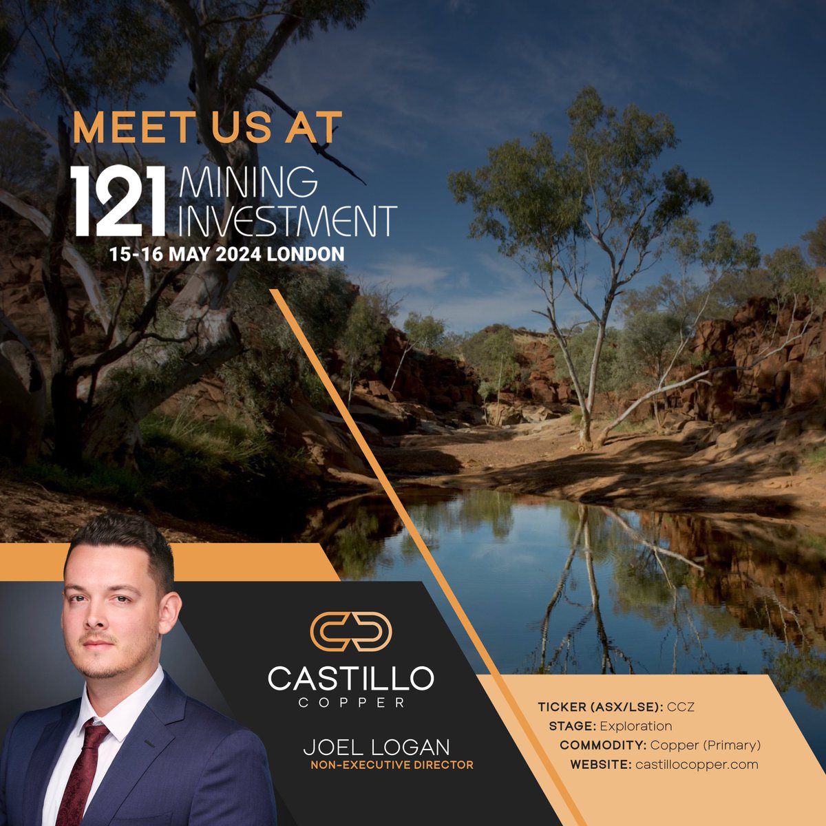NewFrontierMin's tweet photo. #CastilloCopper is attending @Investinmining Investment - London, on 15-16 May.
We look forward to connecting with existing & potential investors in this format.
Learn more or register: https://t.co/qBdtCRYQFH
#121MiningInvestment #121Group #Copper #CopperMining #LSE #ASX #CCZ https://t.co/xq0mZqEmq5