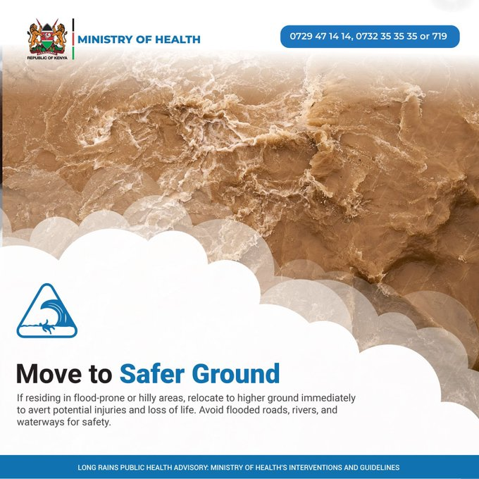 If your friends, colleagues, and relatives live in flood-prone areas, please advise them to move to safer grounds. This will help prevent injuries and deaths. #StaySafe #AmrefFloodsResponseKE #FloodsAdvisoryKE @MOH_Kenya @KenyaRedCross @KWSKenya