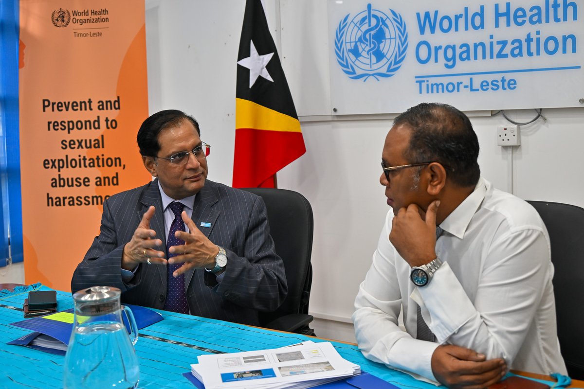 Today, Dr. Arvind Mathur, WHO rep, met with Vice Minister Dr. Flávio Brandão to discuss progress on establishing an oxygen plant at HNGV, including capacity building and challenges. They also explored developing an Oxygen Ecosystem for Timor-Leste's production and distribution.