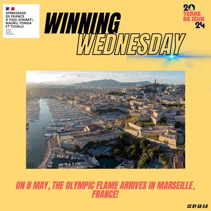 🏅 #WinningWednesday | The #Olympic flame 🔥 makes a historic arrival in #Marseille 🇫🇷 aboard the iconic French ship Belem 🚢. Until July 26, follow the epic torch relay as it illuminates #French history, including stops like #NewCaledonia and #FrenchPolynesia! #Paris2024