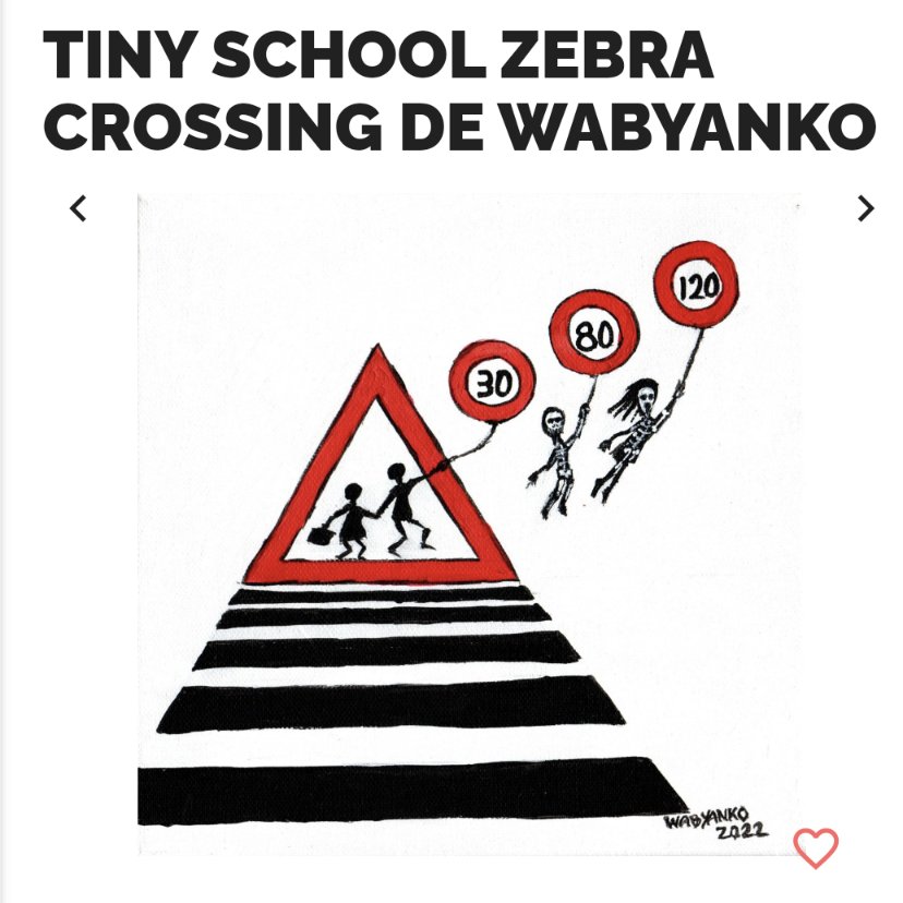 Tiny school Zebra crossing 
Road safety art #popart #girlwithballoon #banksy #wabyanko #roadsafety #securiteroutiere #art #painting