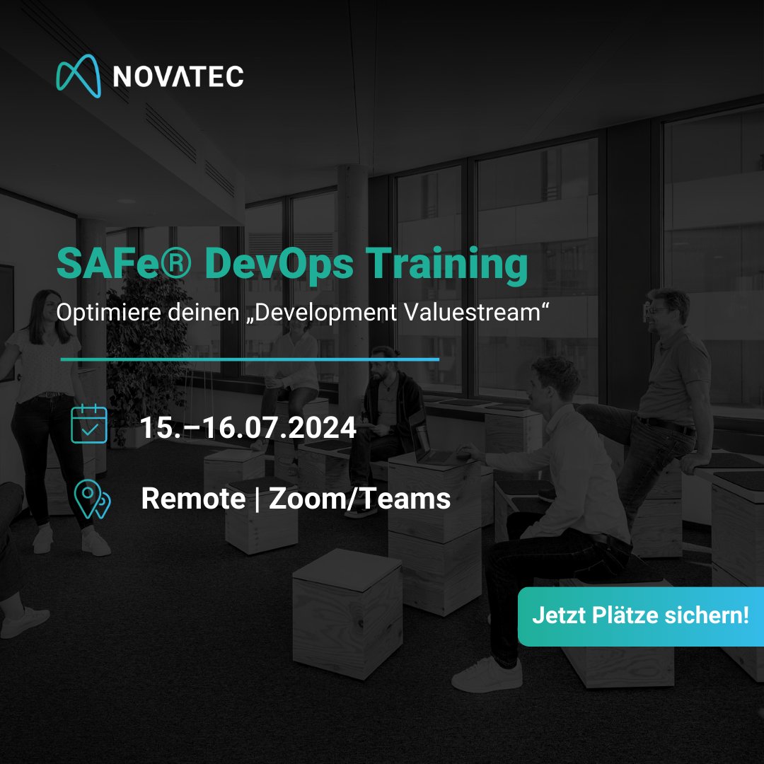 Entdecke die Kraft von SAFe® DevOps 🚀

Möchtest du die Markteinführungszeit verkürzen &amp; wertvolle Lösungen schneller liefern?

Unser SAFe® DevOps-Training bietet dir die Schlüssel deinen "Development Valuestream" ganzheitlich zu optimieren.

👉Mehr dazu: novatec-gmbh.de/training/safe-…