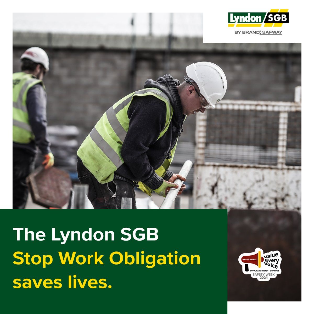During this @SafetyWeek_2024 #constructionsafetyweek we wish to highlight our #ValueEveryVoice initiative 🗣️ At the core is our ‘stop work obligation’ – empowering ALL to stop any project, at any point, for any unsafe element 🦺 #LyndonSGB #WeAreOne #MoreSafety
