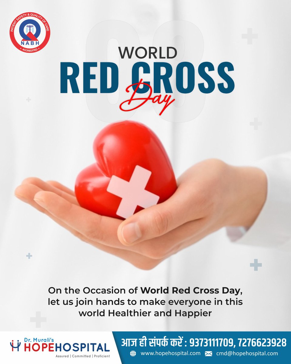 Hope Hospital is proud to stand with the Red Cross on World Red Cross Day. Together, we can make a difference in the lives of others. #WorldRedCrossDay 
#hope #hospital #healthylife #nagpur #influencer #healthylife #CaringForLife