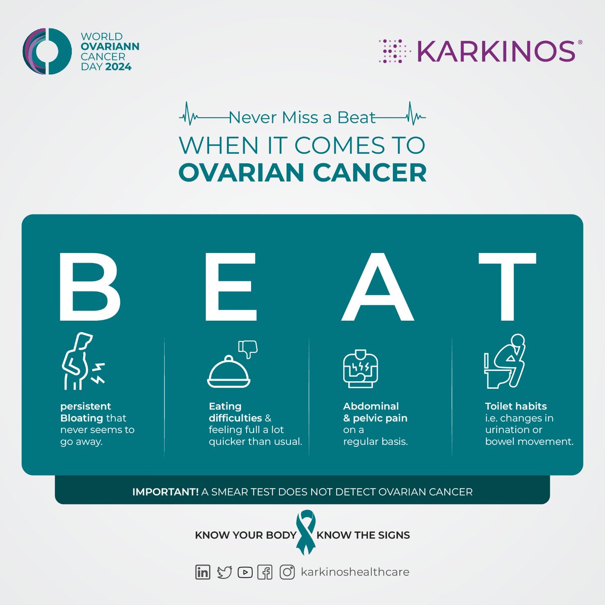 Today, on World Ovarian Cancer Day, let's ensure there is #NoWomanLeftBehind in the fight against the disease. Every woman deserves support, and access to early detection and timely treatment.

Together, we can make a difference.

#SupportWomen #FightAgainstCancer #WOCD24